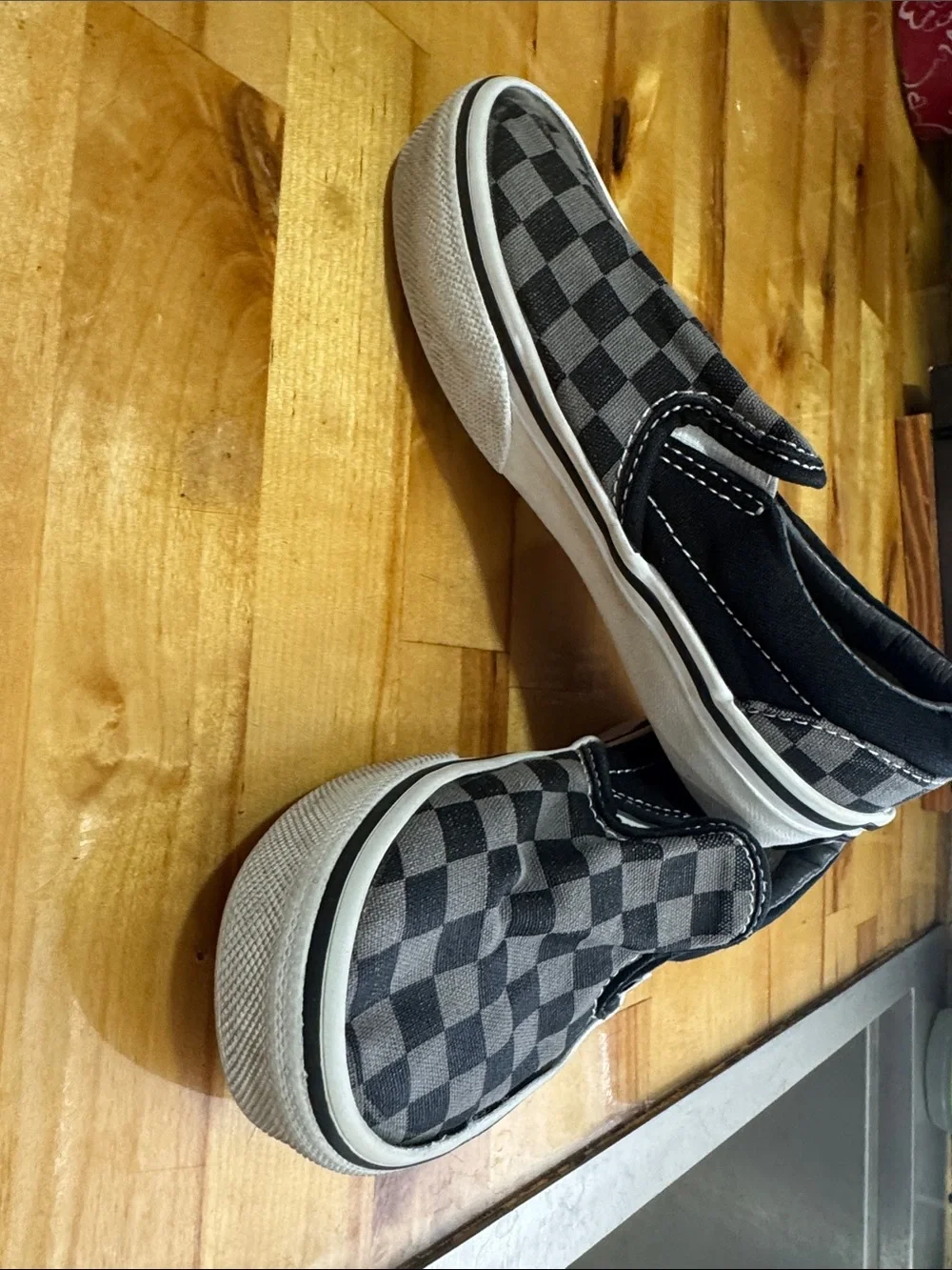 Vans Kids Slip-On Checkerboard Sneakers - Black & Gray